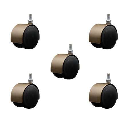 Service Caster 2-3/8'' Floor Safe Antique Hooded Twin Wheel Caster 3/8 Threaded Stem, 5PK SCC-TS02S60D-NYU-WA-381634-5